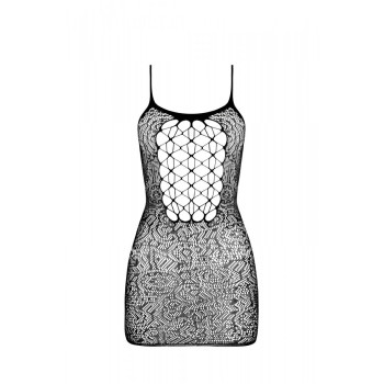 Ажурна мінісукня на тонких бретелях Passion BS096 One Size, white, плетіння на грудях