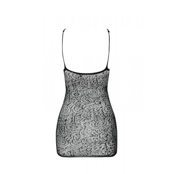 Ажурна мінісукня на тонких бретелях Passion BS096 One Size, white, плетіння на грудях