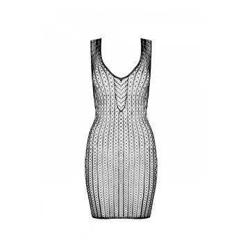 Мини-платье с вертикальным узором Passion BS097 One Size, black, плетение по бокам