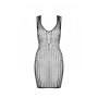Мини-платье с вертикальным узором Passion BS097 One Size, black, плетение по бокам