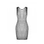 Мини-платье с вертикальным узором Passion BS097 One Size, black, плетение по бокам