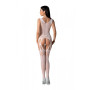 Бодистокинг с плетением на груди Passion BS099 One Size, white, открытый доступ, имитация подвязок