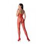 Бодістокінг з плетінням на животику Passion BS100 One Size, red, декоративний шов, з доступом