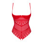Боді з доступом Obsessive Ingridia crotchless teddy M/L, червоне, відкриті груди