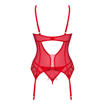 Комплект корсет та стрінги Obsessive Ingridia corset & thong XS/S, червоний