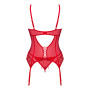 Комплект корсет та стрінги Obsessive Ingridia corset & thong XS/S, червоний