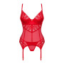 Комплект корсет та стрінги Obsessive Ingridia corset & thong M/L, червоний