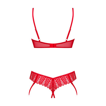 Комплект Obsessive Ingridia 2-pcs crotchless set XL/2XL, червоний, з доступом, відкриті груди