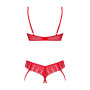 Комплект Obsessive Ingridia 2-pcs crotchless set XL/2XL, червоний, з доступом, відкриті груди