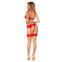 Комплект Obsessive Ingridia 3-pcs set XS/S, красный, бюстгальтер, стринги, пояс