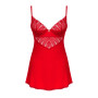 Пеньюар Obsessive Ingridia chemise & thong XL/2XL, червоний, сорочка, стрінги