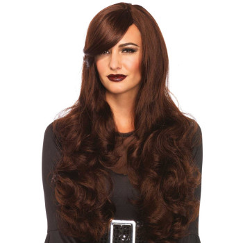 Волнистый парик с косой челкой Leg Avenue Long Wavy Wig 68 см, коричневый