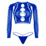 Комплект бесшовного белья Leg Avenue Long sleeve crop top & string Royal Blue One Size, топ, стринги