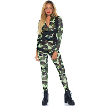 Эротический костюм десантницы Leg Avenue Pretty Paratrooper M, комбинезон, портупея