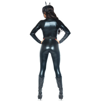Эротический костюм супергероя-кошечки Leg Avenue Wicked Kitty M, комбинезон, пояс, маска, ушки