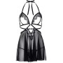 Сорочка беби-долл с открытыми чашками Leg Avenue Lace and mesh babydoll & panty Black M, стринги