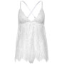 Сорочка беби-долл Leg Avenue Floral lace babydoll & string White S, стринги