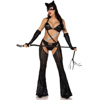 Эротический костюм кошечки-госпожи Leg Avenue Mistress Kitty XS, перчатки, комбинезон, маска