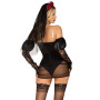 Эротический костюм черной невесты Leg Avenue Heartbreak Bride S, боди, рукава, вуаль, чокер