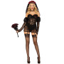 Эротический костюм черной невесты Leg Avenue Heartbreak Bride S, боди, рукава, вуаль, чокер