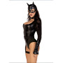 Еротичний костюм кішечки Leg Avenue Fierce Feline S, боді, пояс з підв’язкою, маска кішки
