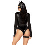 Эротический костюм кошечки Leg Avenue Fierce Feline M, боди, пояс с подвязкой, маска кошки