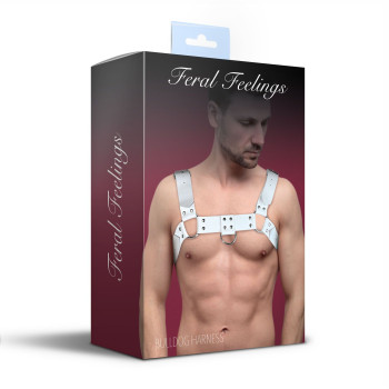 Чоловіча портупея на груди з натуральної шкіри Feral Feelings - Bulldog Harness White