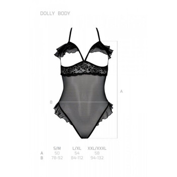 Эротическое боди Passion DOLLY BODY, L/XL, black, с открытыми чашками