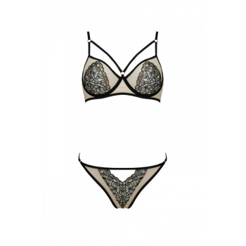 Комплект Passion LORINA SET, S/M, beige, бюстгальтер та трусики