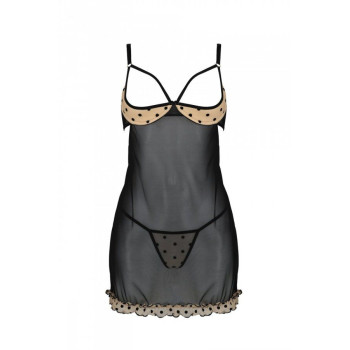 Еротичний пеньюар Passion MARINA CHEMISE, XXL/XXXL, beige