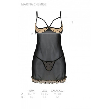 Еротичний пеньюар Passion MARINA CHEMISE, XXL/XXXL, beige