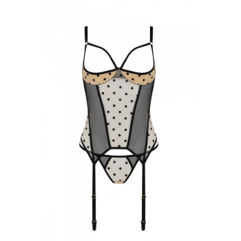 Корсет Passion MARINA CORSET, L/XL, beige, з відкритими чашками