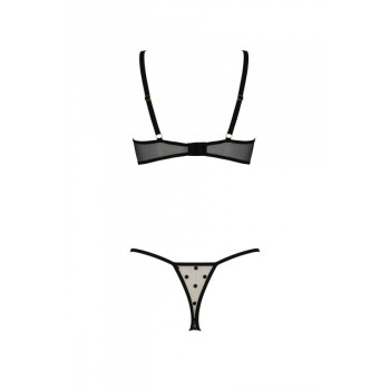 Еротичний комплект Passion MARINA SET WITH OPEN BRA, L/XL, beige, відкриті чашки
