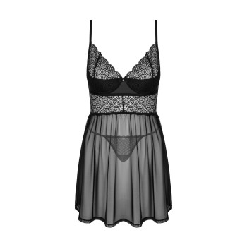 Еротичний комплект Obsessive Chemeris babydoll & thong XS/S, пеньюар та стрінги