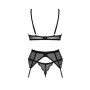 Комплект Obsessive Chemeris 3-pcs set M/L, стрінги, пояс для панчіх, бюстгальтер