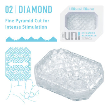 Унісекс-стимулятор Tenga UNI Diamond, білий, із зубчастим рельєфом, лубрикант у комплекті
