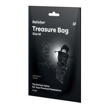 Мешочек для секс-игрушек Satisfyer Treasure Bag M, черный, на шнурке
