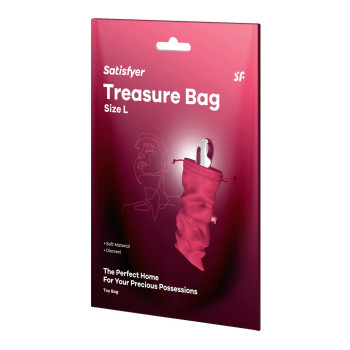 Мешочек для секс-игрушек Satisfyer Treasure Bag L, розовый, на шнурке