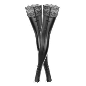 Панчохи з мокрим ефектом Noir Handmade F135 Powerwetlook stockings, XXL, без мисків