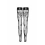 Панчохи без миска Noir Handmade F243 Tulle stockings with patterned flock embroidery, XL