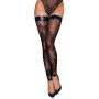 Чулки без мыска Noir Handmade F243 Tulle stockings with patterned flock embroidery, XXL