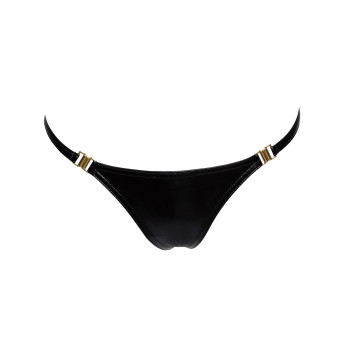 Трусики с мокрым эффектом Noir Handmade P008 Powerwetlook panty with gold clasp, XL, на застежках