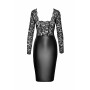 Платье Noir Handmade F295 Euphoria, L, black, кружево, глубокое декольте, юбка миди под латекс