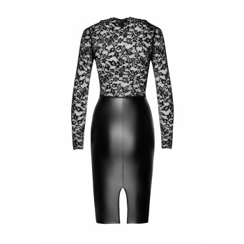 Платье Noir Handmade F295 Euphoria, L, black, кружево, глубокое декольте, юбка миди под латекс