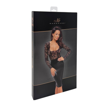 Платье Noir Handmade F295 Euphoria, L, black, кружево, глубокое декольте, юбка миди под латекс