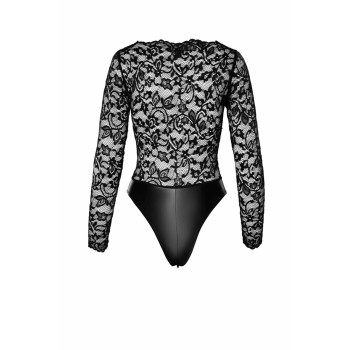 Боди Noir Handmade F296 Psyche, S, кружево, длинный рукав, низ под латекс, с доступом