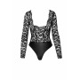 Боді Noir Handmade F296 Psyche, L, мереживо, довгий рукав, низ під латекс, з доступом