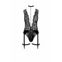 Боді Noir Handmade F297 Libido, XL, чорне, мереживо, низ під латекс, відкритий доступ, гартери