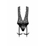 Боді Noir Handmade F297 Libido, XL, чорне, мереживо, низ під латекс, відкритий доступ, гартери