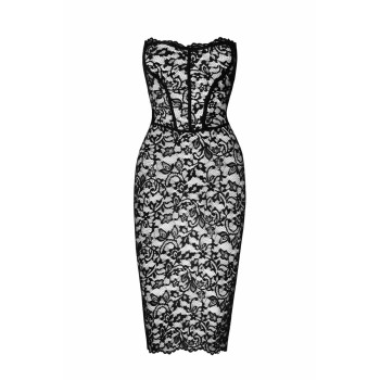 Сукня Noir Handmade F301 Catalyst, M, black, міді, мереживо, відкриті плечі, шнурівка на спині